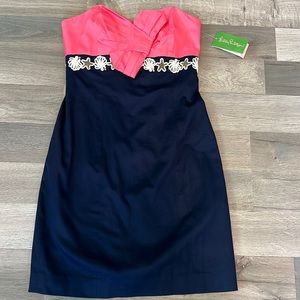 NWT Lilly Pulitzer Strapless Krissa Dress Embroidered/Embellished with Beads